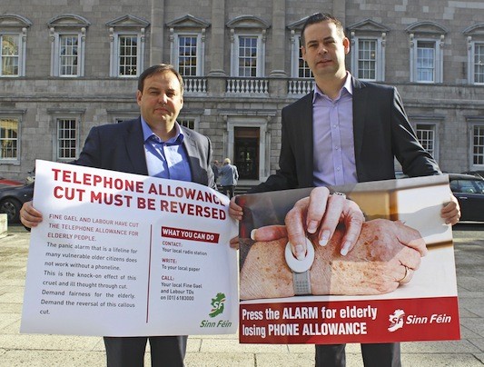 Pearse and Padraig launch the telephone allowance cut campaign